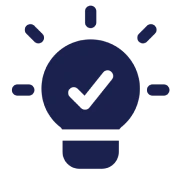Creative solution symbol with check mark