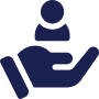 Supportive hand holding a person symbol