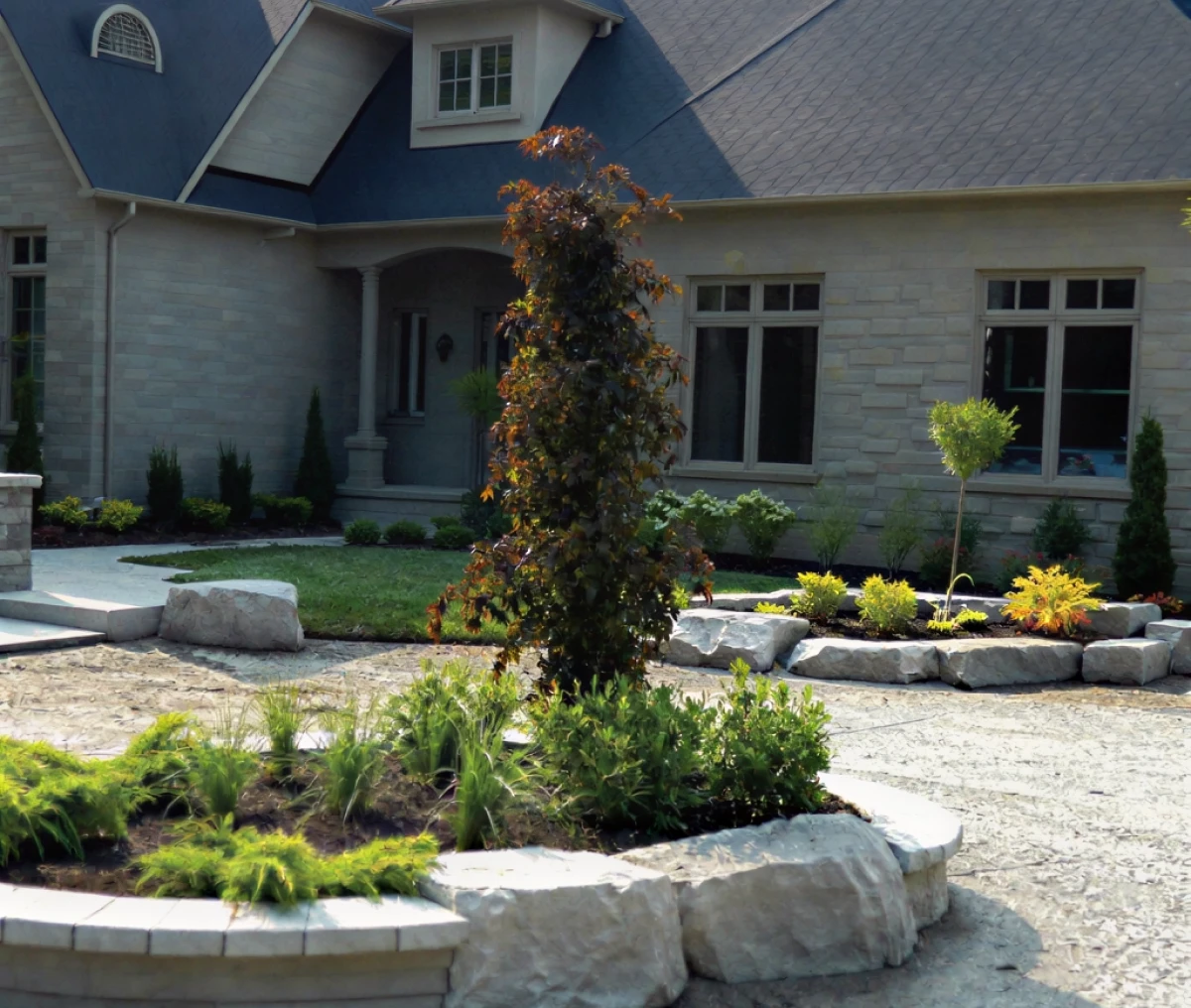 Contemporary home exterior with greenery