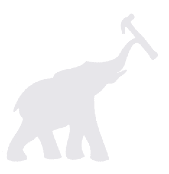 Elephant shadow holding a hammer
